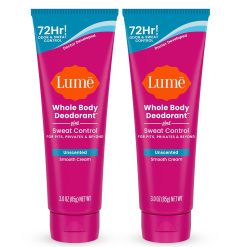 Lume Whole Body Deodorant Plus Sweat Control - Smooth Cream Tube - 72 Hour Odor And Sweat Control - Baking Soda Free.