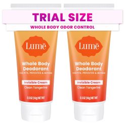 Lume Whole Body Deodorant - Mini Travel Size Invisible Cream Tube - Trial Size - 72 Hour Odor Control
