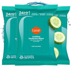 Lume Acidified Deodorant Wipes - 24 Hour Odor Control - Aluminum Free.