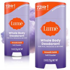 Lume Whole Body Deodorant - Smooth Solid Stick - 72 Hour Odor Control - Aluminum Free.